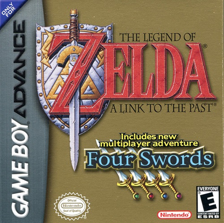 Capa do relançamento de The Legend of Zelda: A Link to the Past, que vinha com o Four Swords como um jogo extra.
