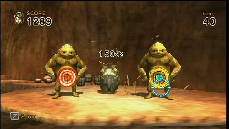 Screenshot do jogo "Link's Crossbow Training".